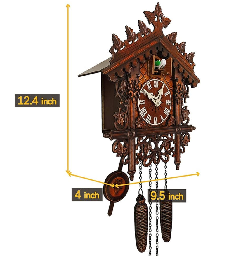 Wall Clock, Wooden Cuckoo Clock, Creative Decoration Cuckoo Clock, Battery Operated Alarm Clock for Indoor Walls Courtyards Living Rooms Halls Offices