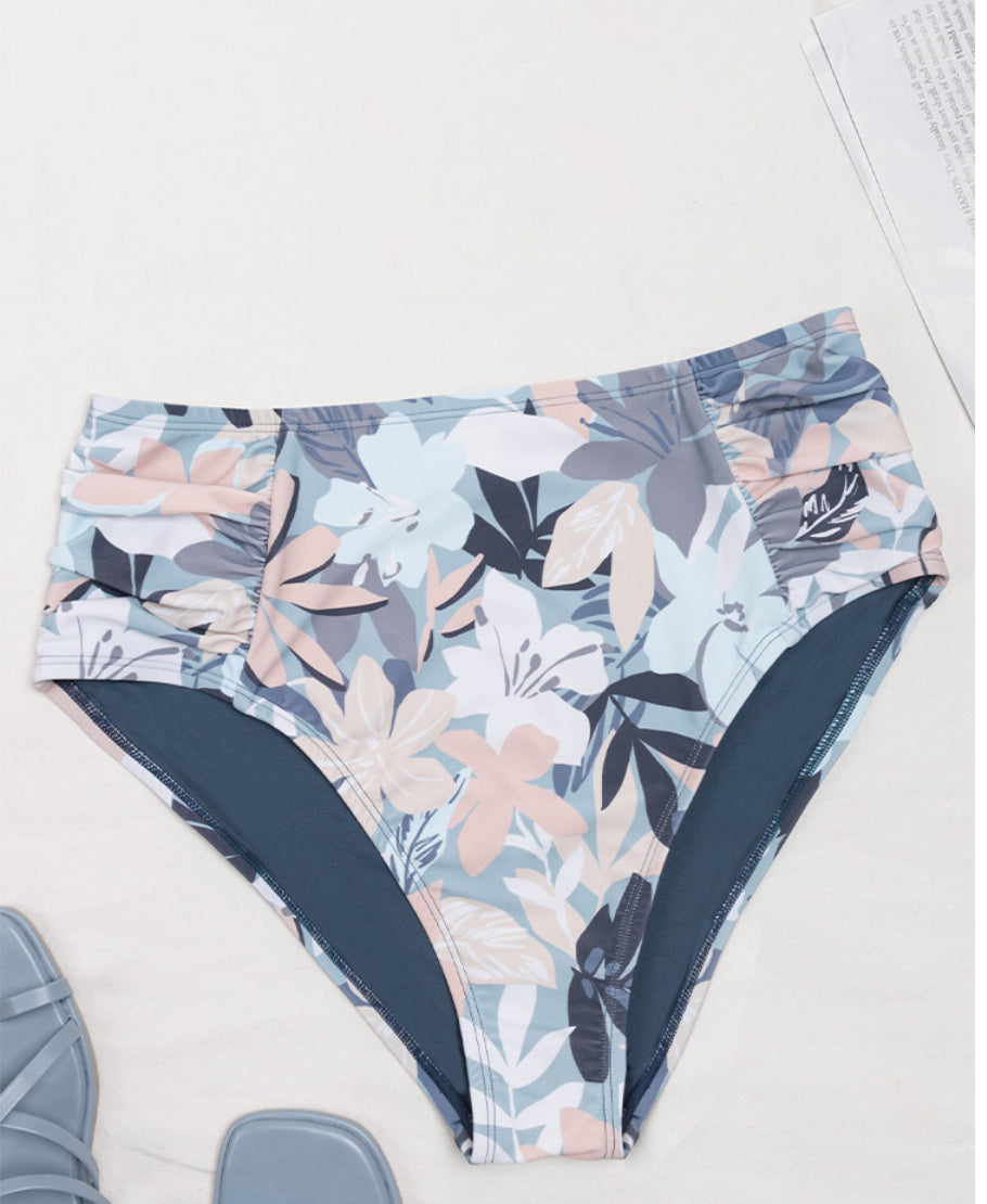CUPSHE  Tropical Ruched Plus Size Bikini Bottom