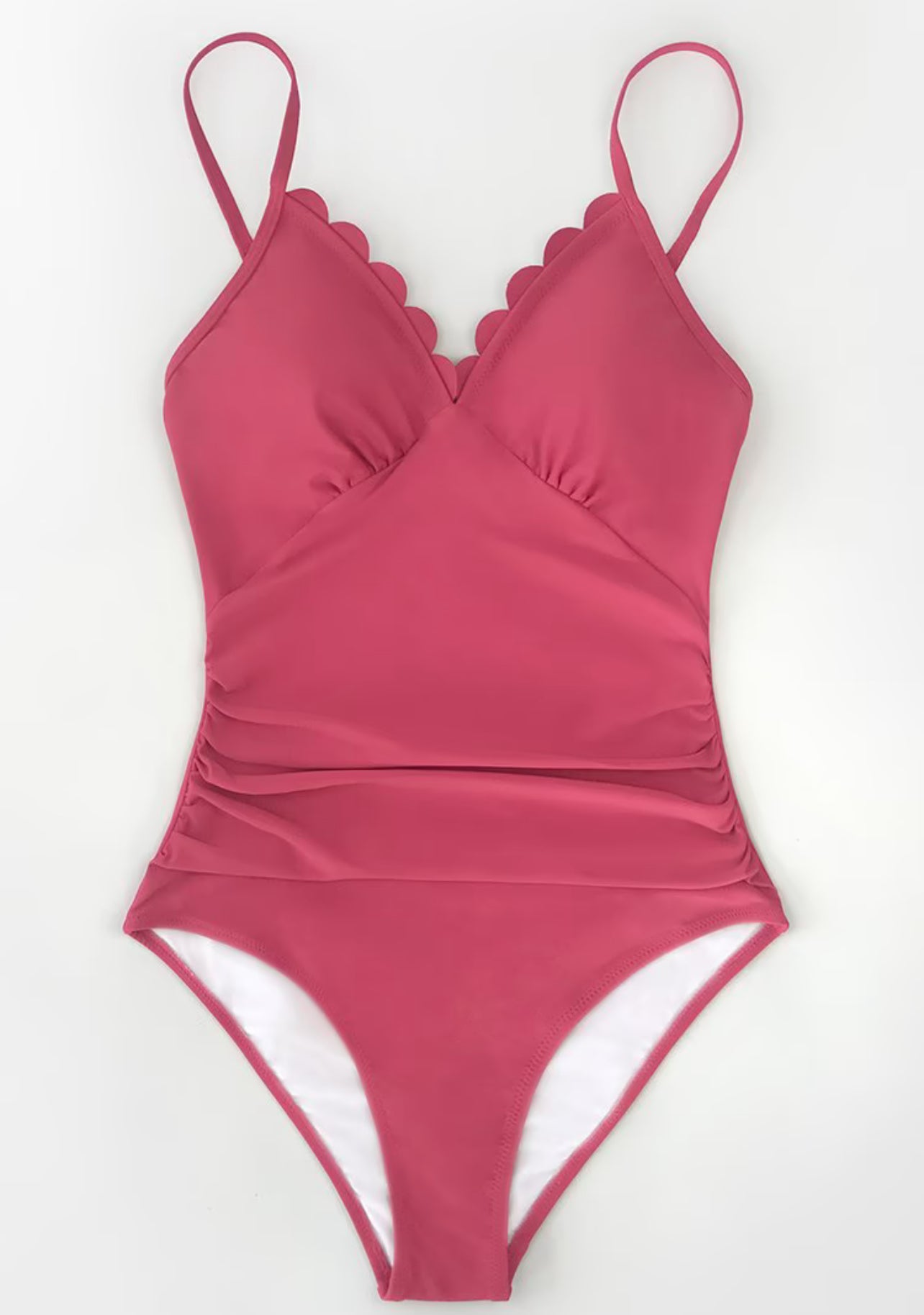 CUPSHE Women’s Dark Coral Scallop Trimmed Tummy Control One Piece Swimsuit
