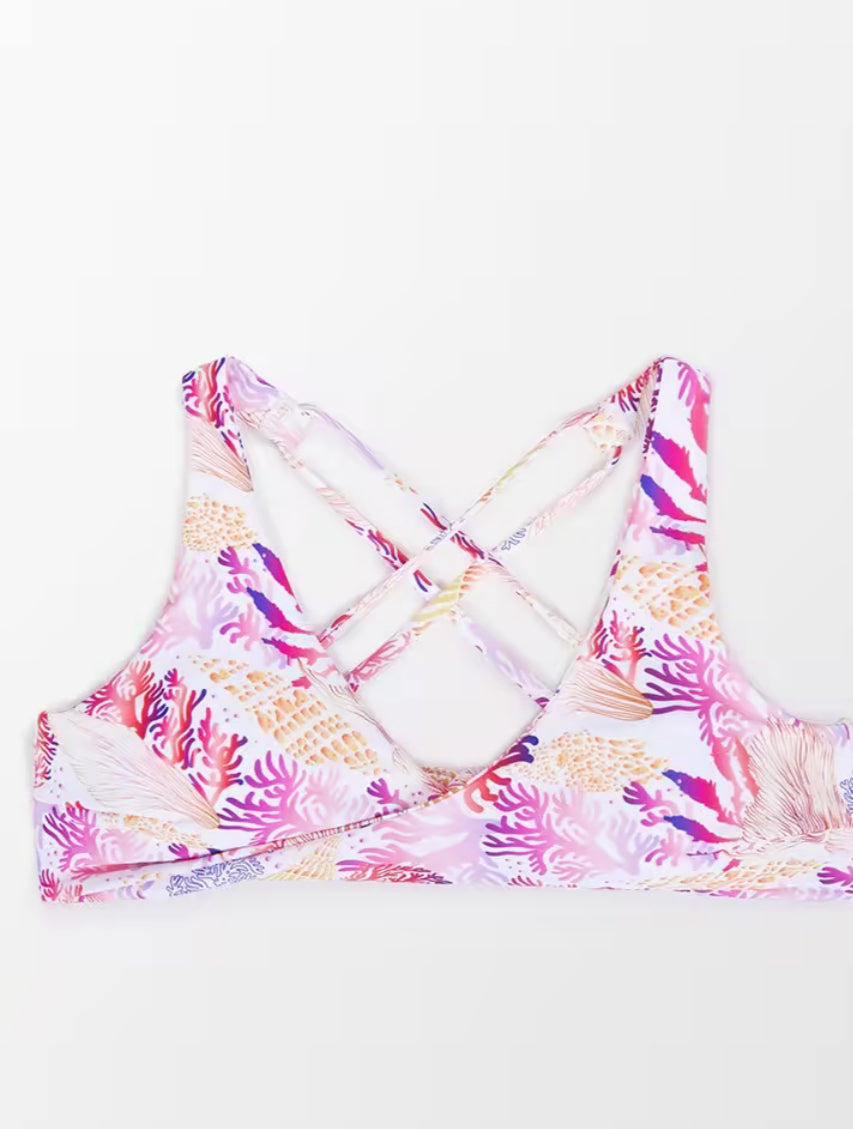 CUPSHE Women’s Octavia Coral Print Twist Bikini Top