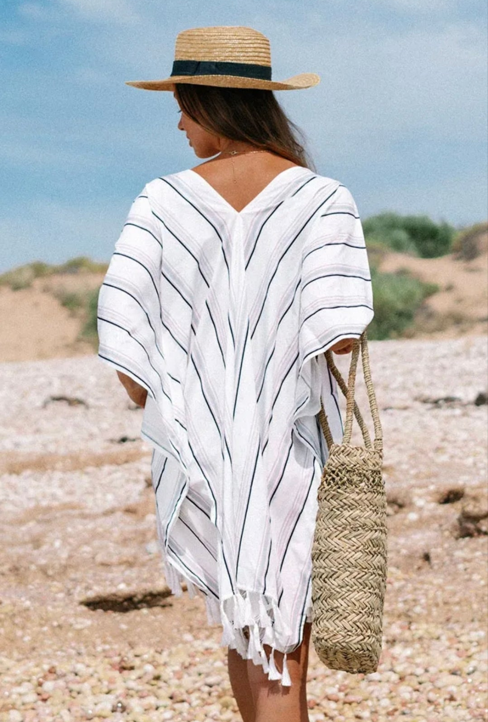 CUPSHE white stripe kimono cover up