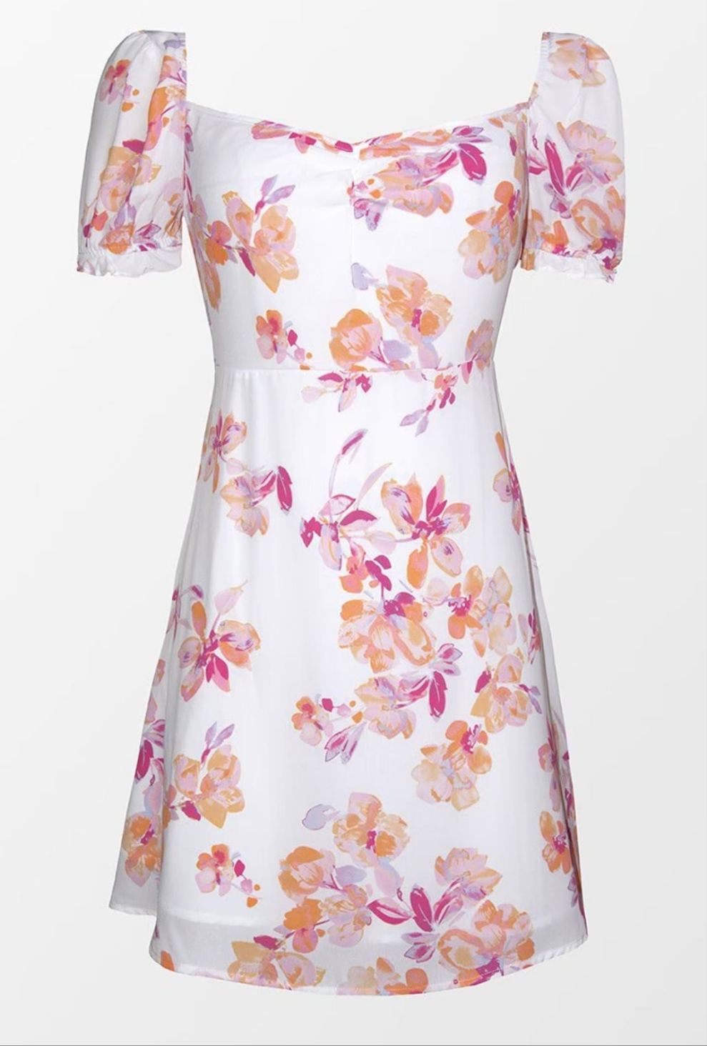 CUPSHE white Summer floral puffed sleeve dress