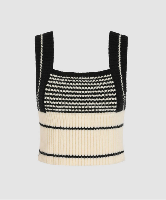 CIDER black and white knit tank crop top