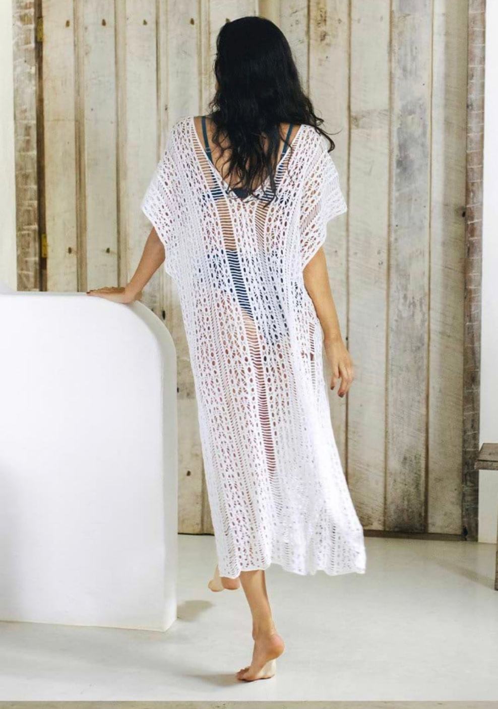 CUPSHE Luciana white crochet cover up kimono