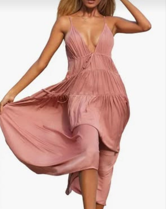 CUPSHE PINK bohemian style loose midi dress