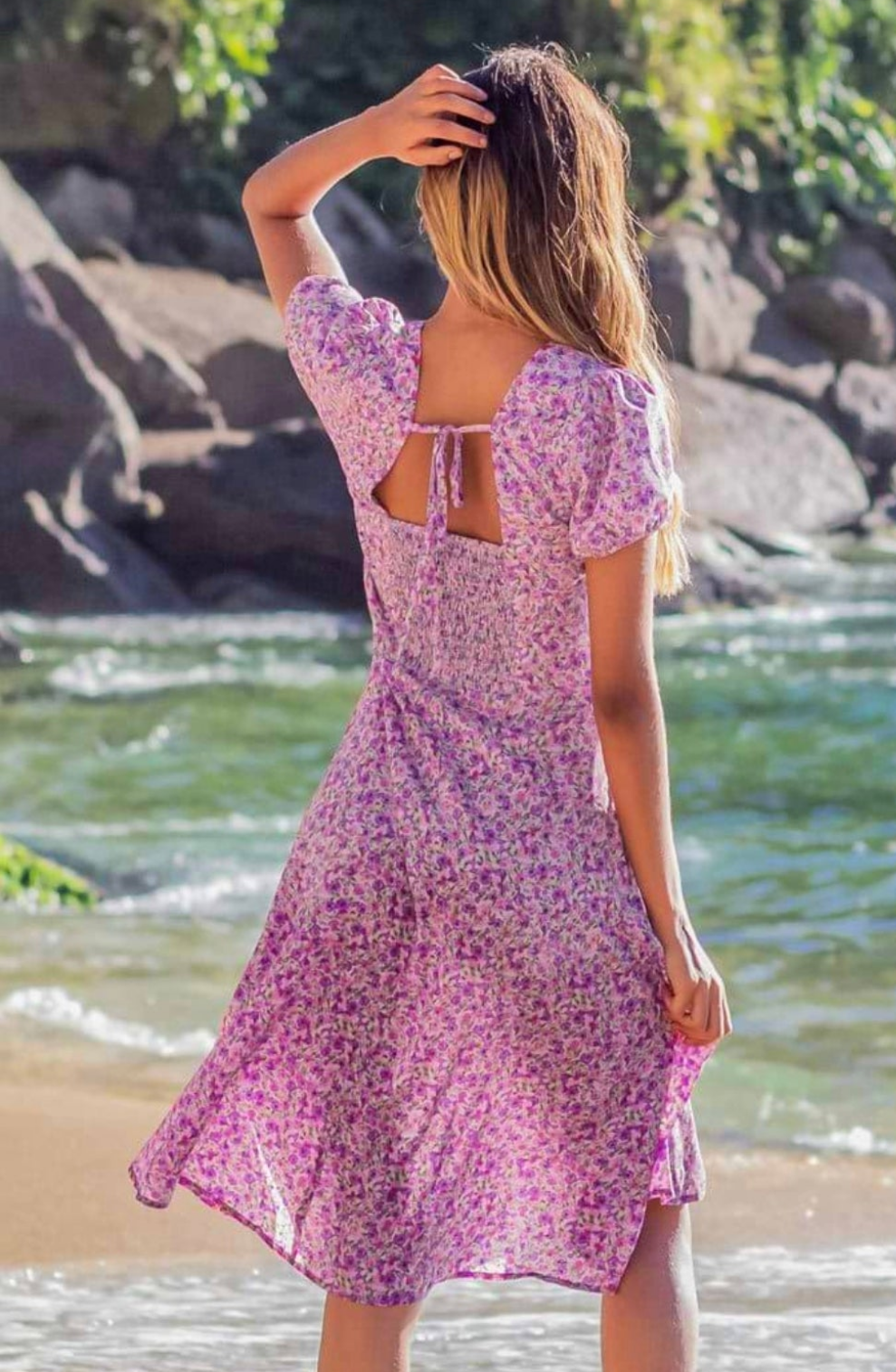 CUPSHE ditsy floral bowknot midi dress