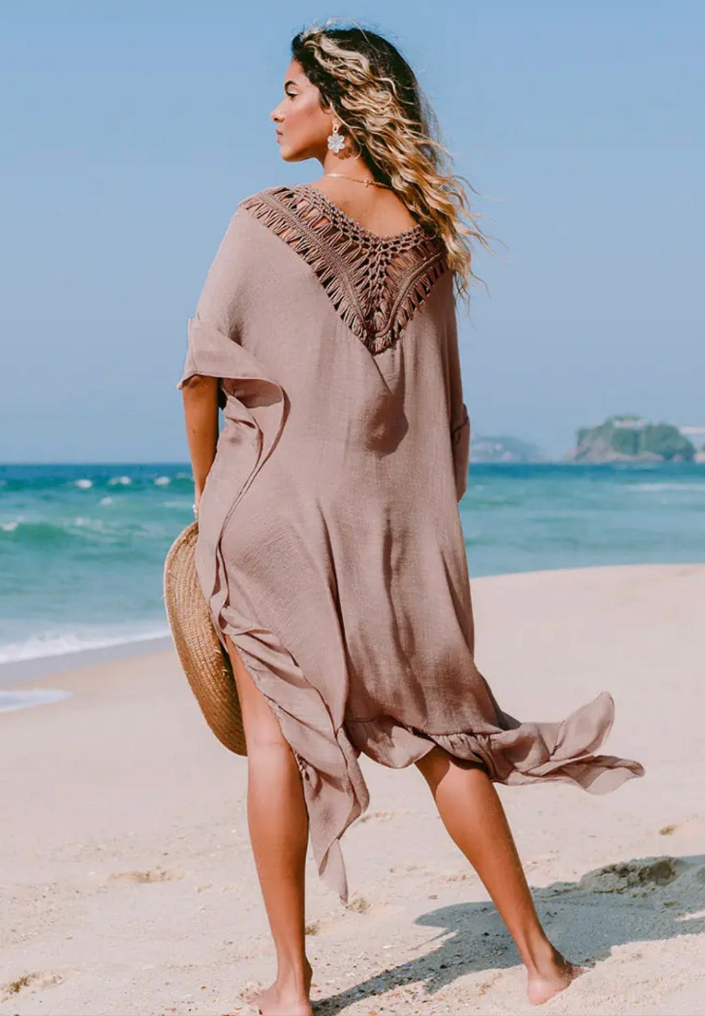 CUPSHE Jacquelyn beige crochet trim beach cover up