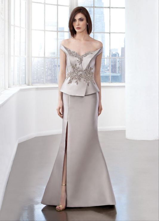 Mother of the bride Eleni Elias formal evening dress