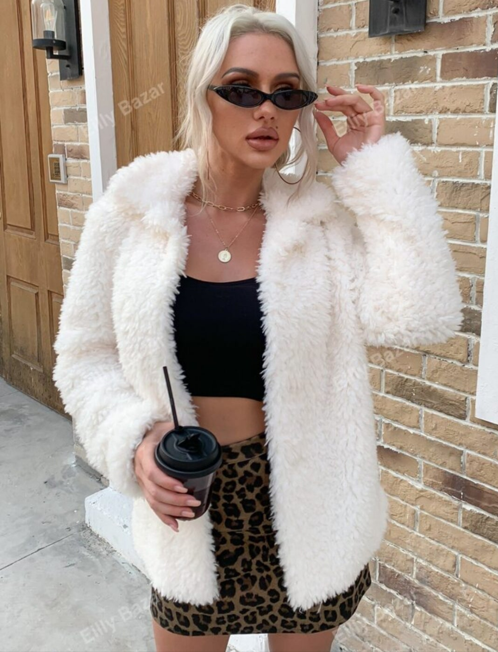 Eilly Bazar white teddy coat