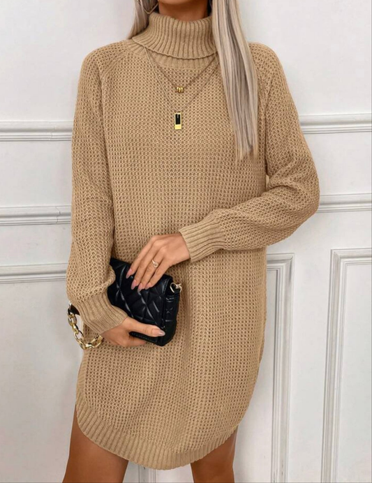 Womens beige knit sweater dress