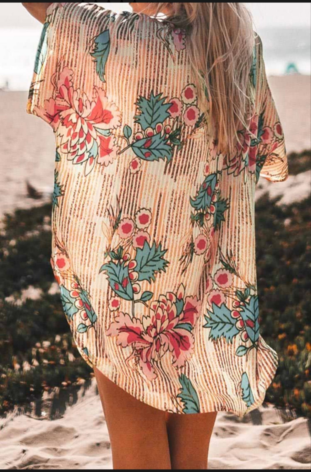 CUPSHE floral print buttoned kimono summer beach shirt