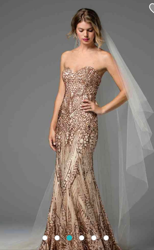 Womens elegant high-end sequin wedding dress in rose gold