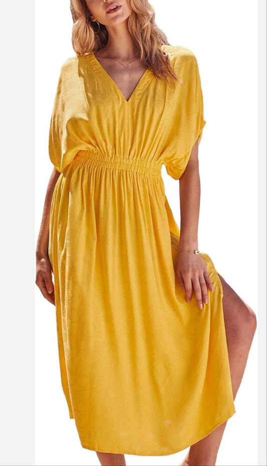 CUPSHE Womens midi yellow summer vacation dress