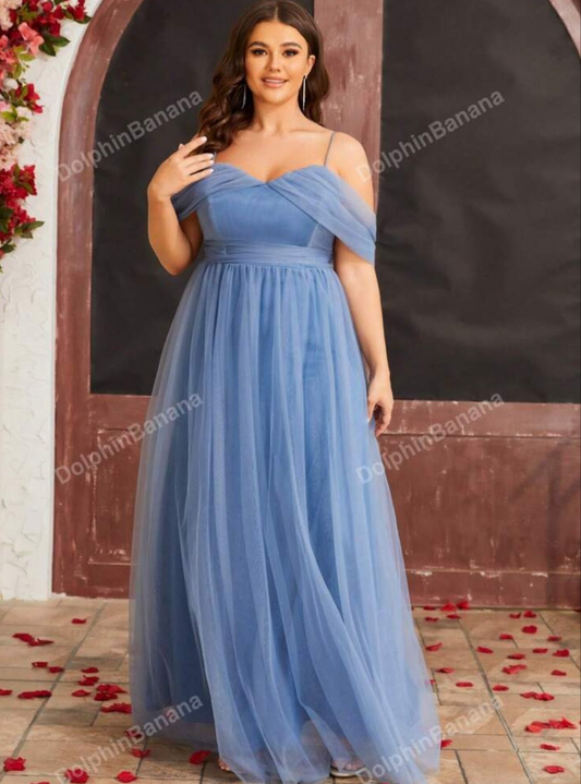 Womens blue chiffon off shoulder evening formal dress