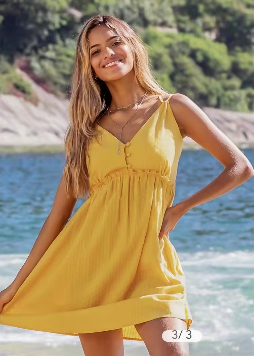 CUPSHE yellow lace up mini summer vacation dress