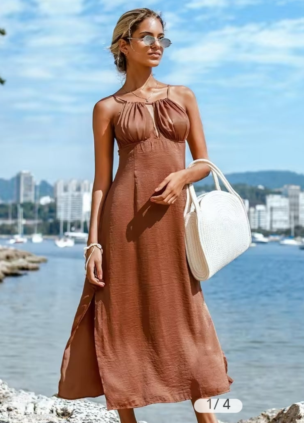 CUPSHE Caramel slip dress