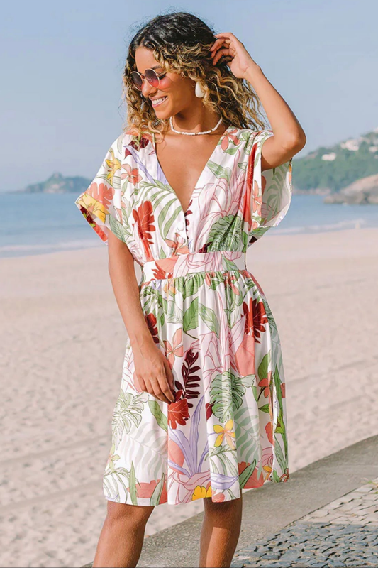 CUPSHE Breanne floral v-neck zipper summer mid dress