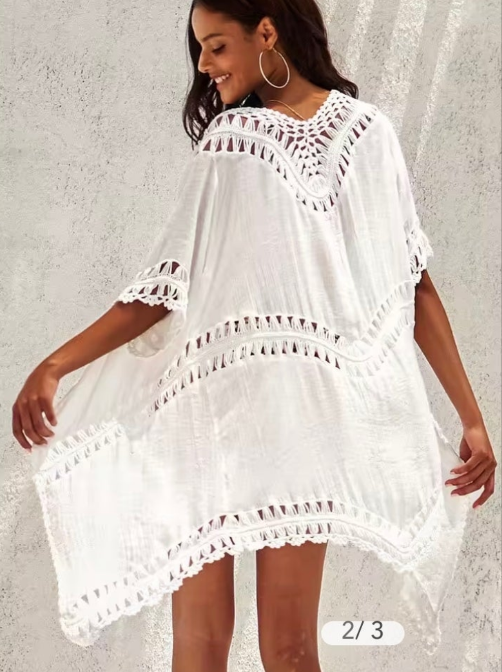 CUPSHE white crochet cover-up kimono