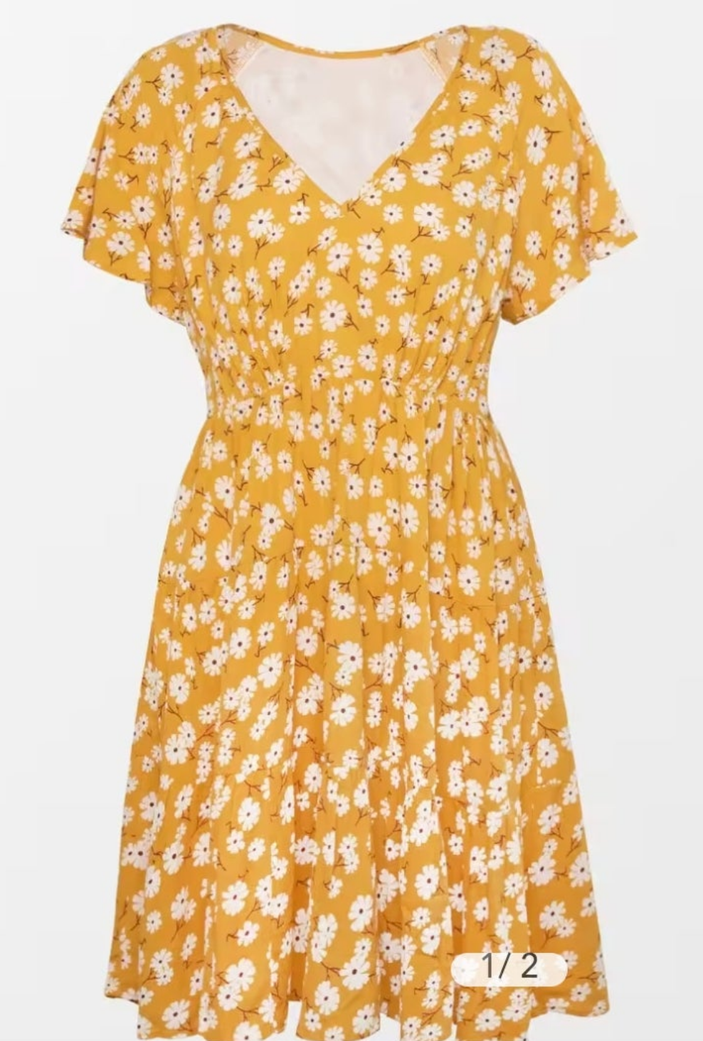 CUPSHE freyja yellow v-neck ditsy floral dress