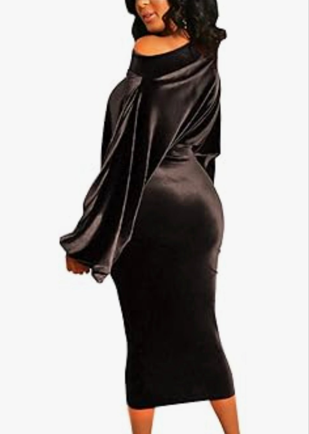 Womens black offshoulder velvet sweater dress