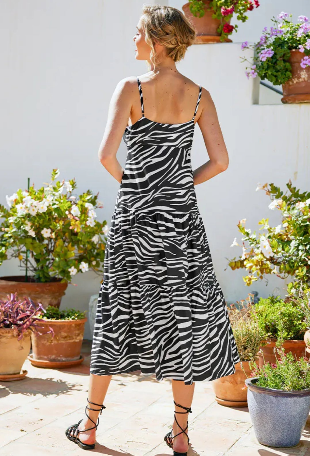 Cupshe mermaid zebra print beach ruching A-line dress