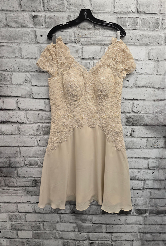 Womens embroidered beige mother of the bride evening dress