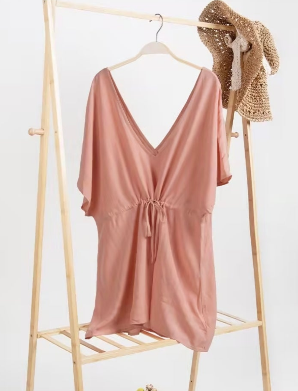 Cupshe Jenifer waist string pink beach cover up dress