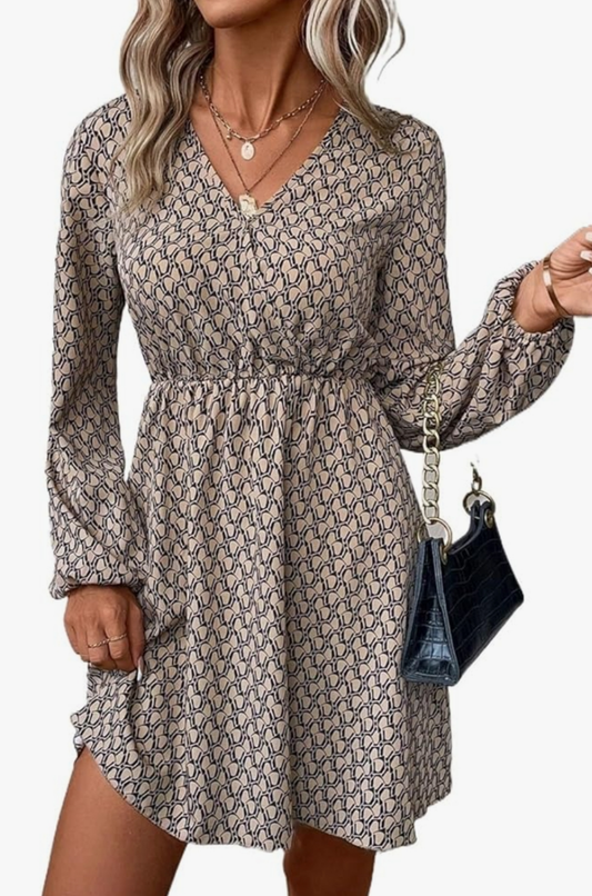 Womens long sleeve geometric printed dress