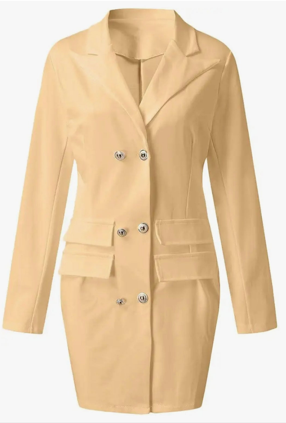 Womens beige button up blazer dress