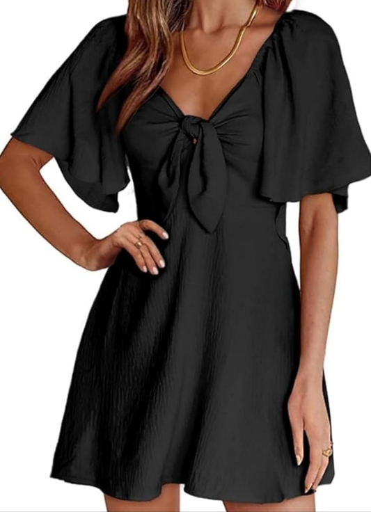 Womens black front tie romper