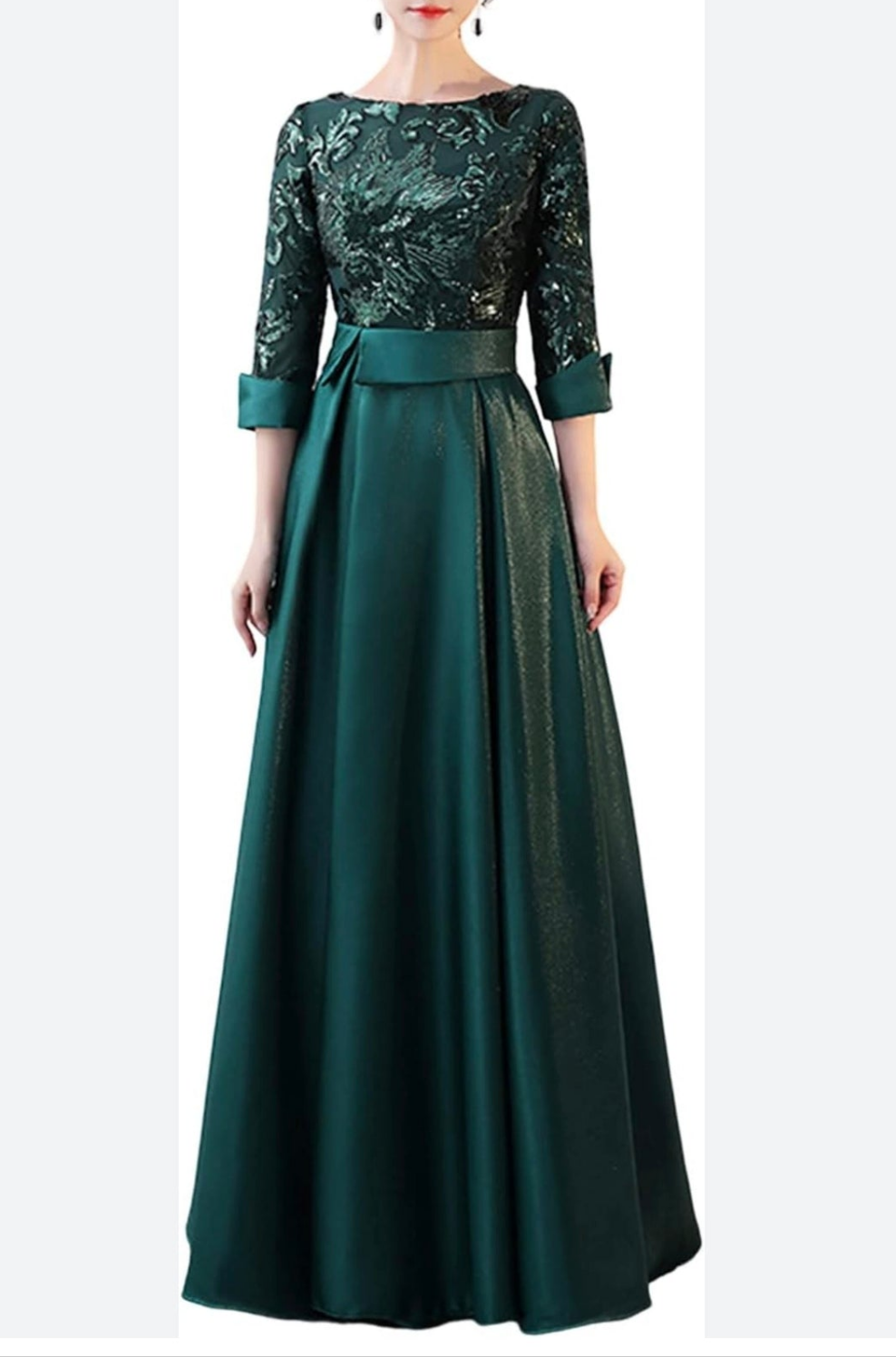 Womens elegant green formal sequence dress