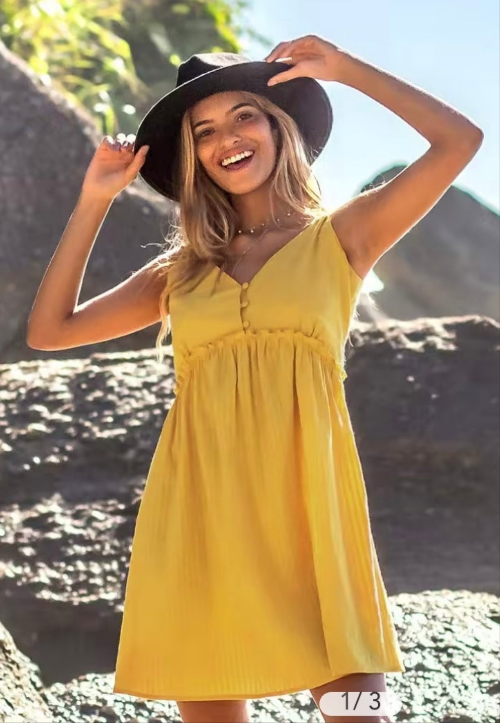 CUPSHE yellow lace up mini summer vacation dress