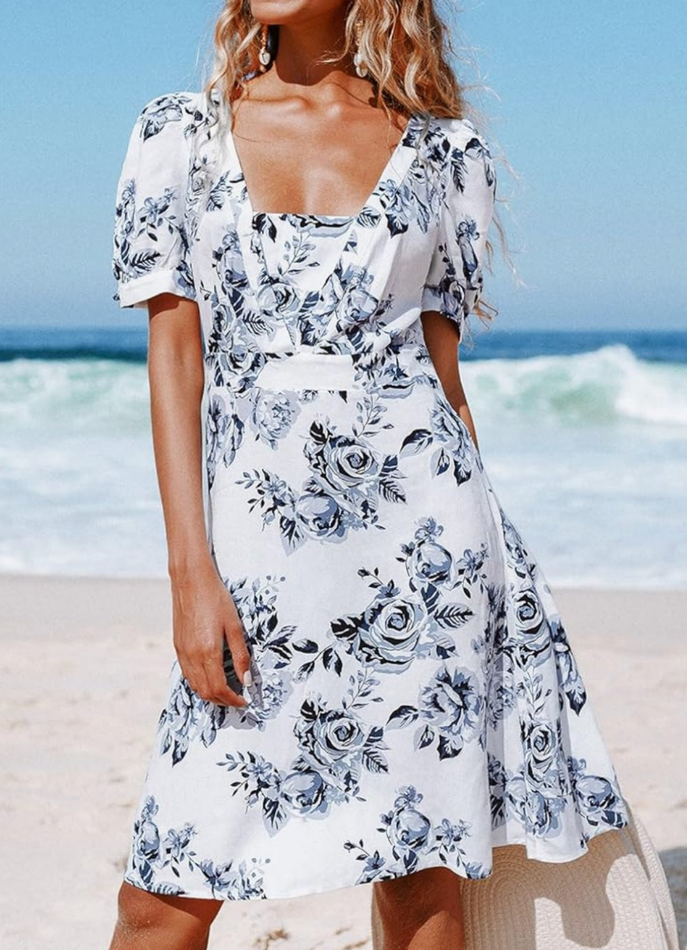 CUPSHE short floral white summer vacation dress