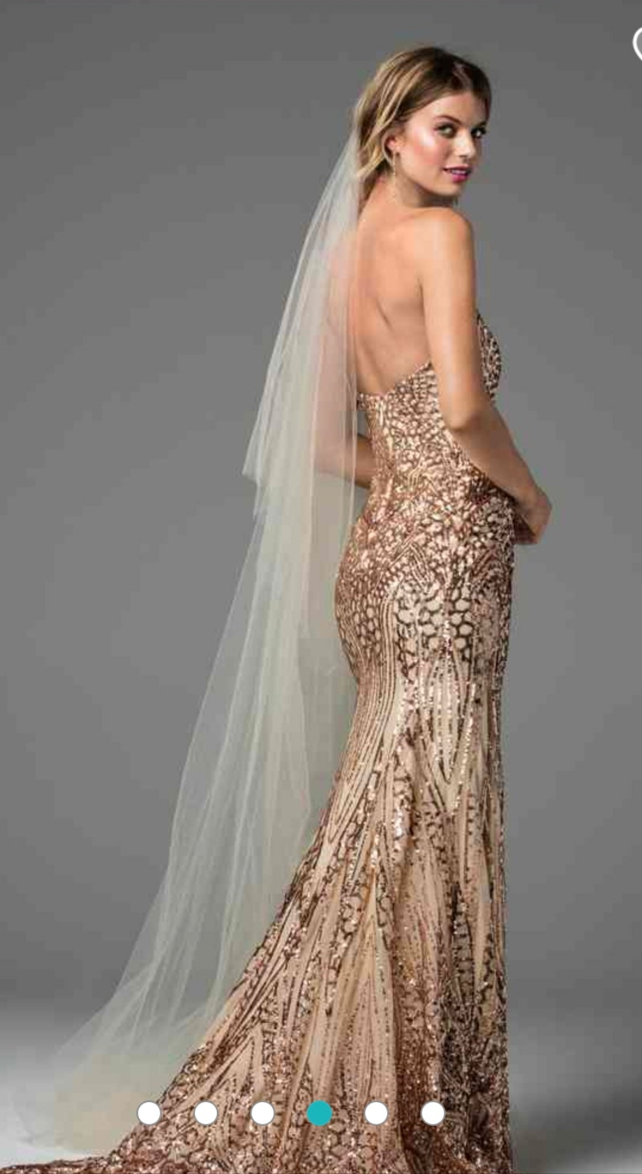 Womens elegant high-end sequin wedding dress in rose gold