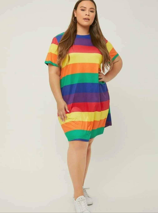 Womens rainbow print summer dress