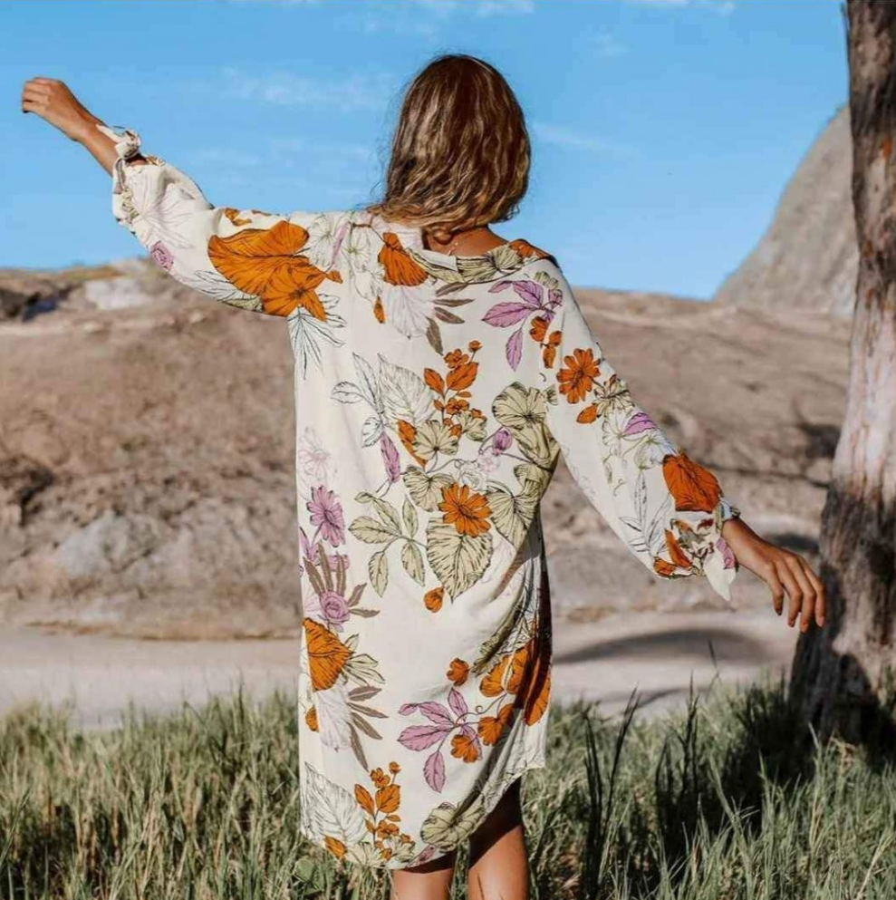 CUPSHE botanical print button up shirt dress