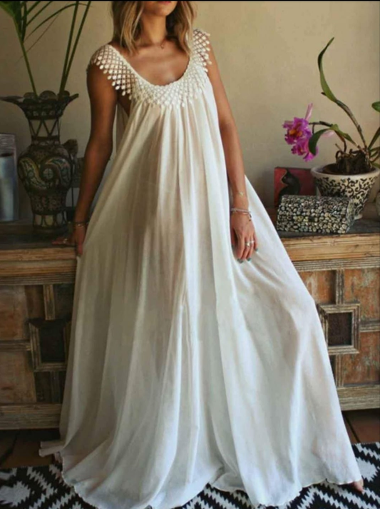 Womens white long sheer summer vacation cover up dress