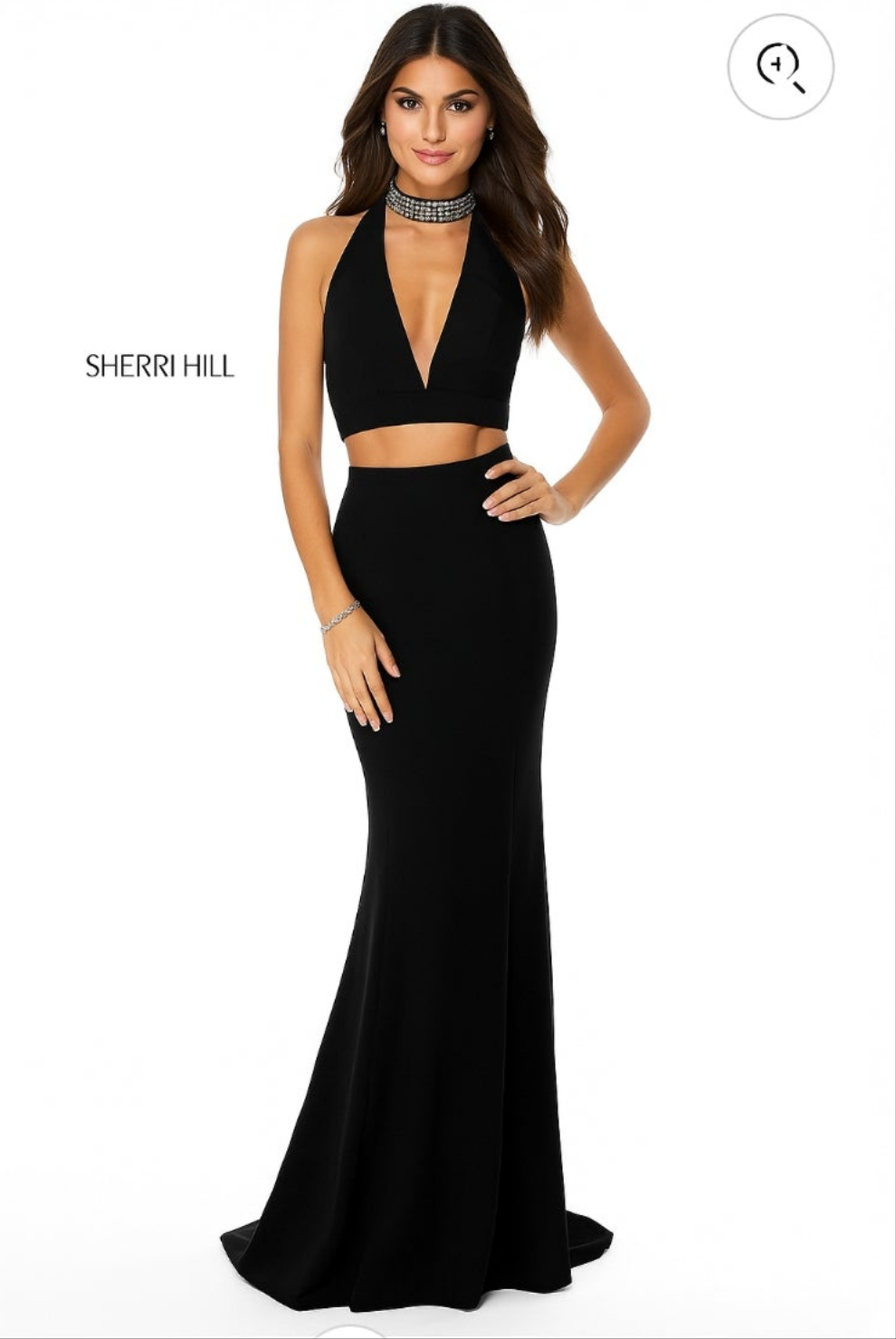 Womens Sherri Hill elegant formal evening 2pc dress set in black