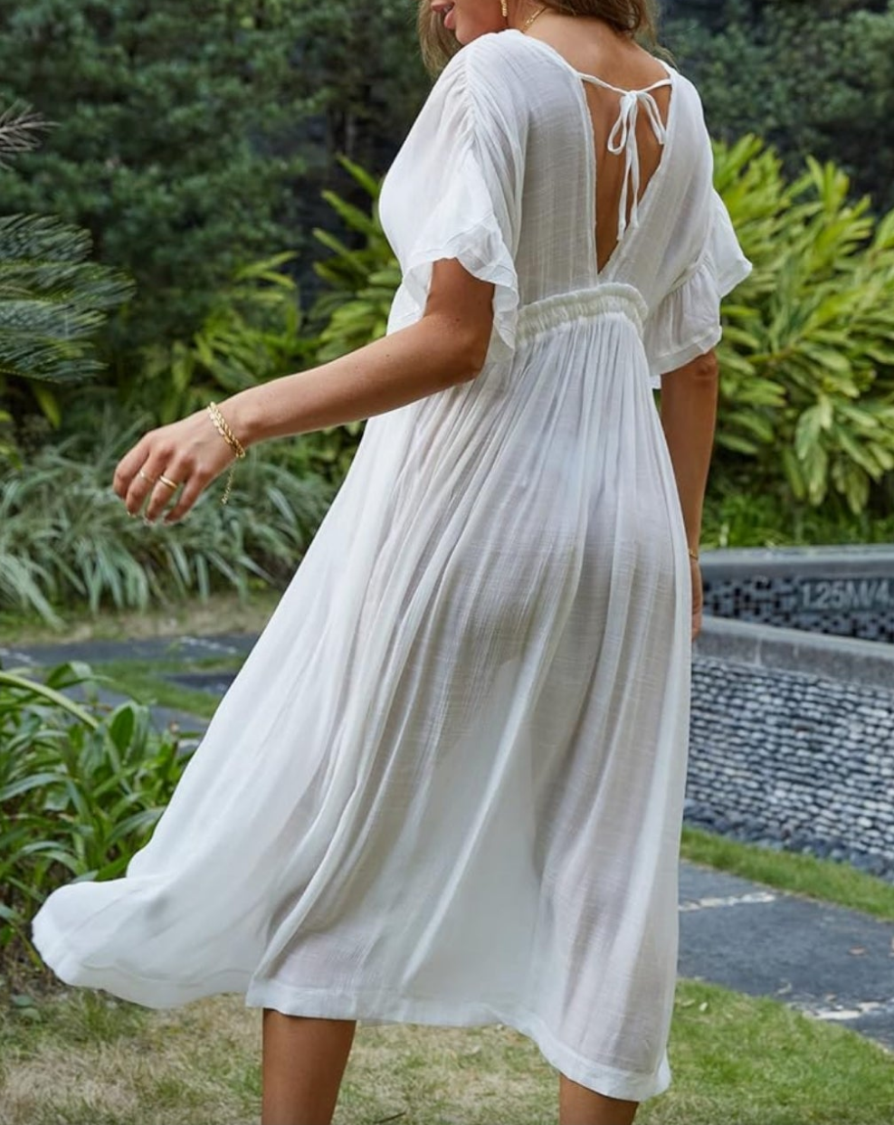CUPSHE white breathable bohemian vacation cover up kimono