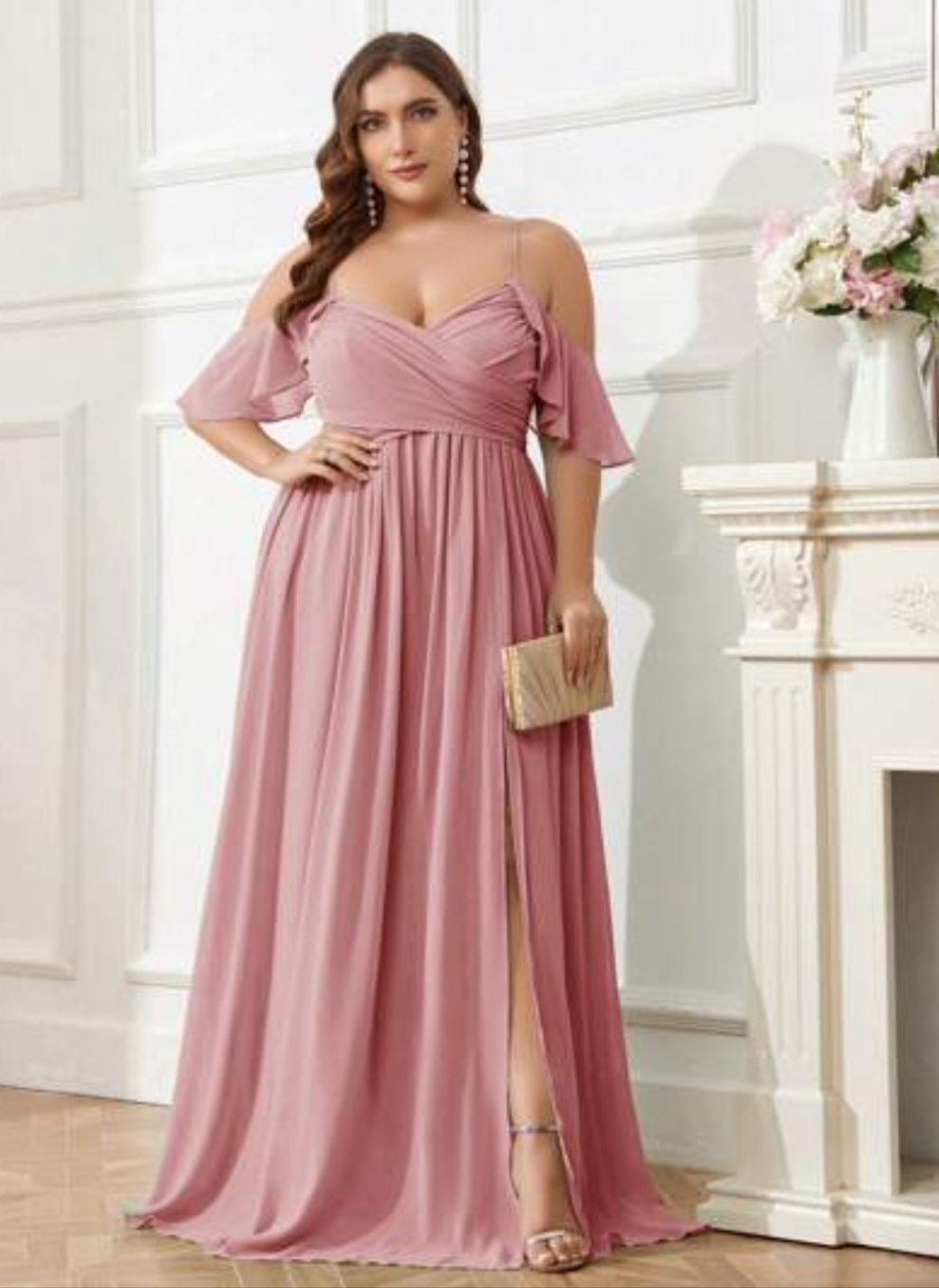 Womens pink bridesmaid formal dress