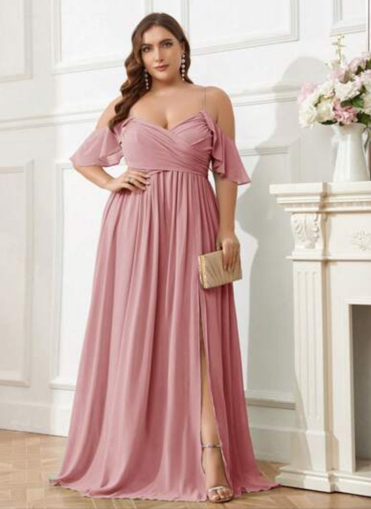 Womens pink bridesmaid formal dress