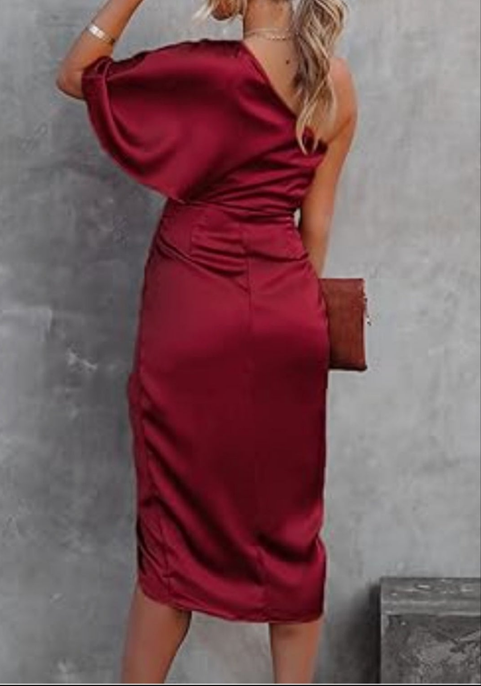 CUPSHE Womens red satin one shoulder cocktail dress