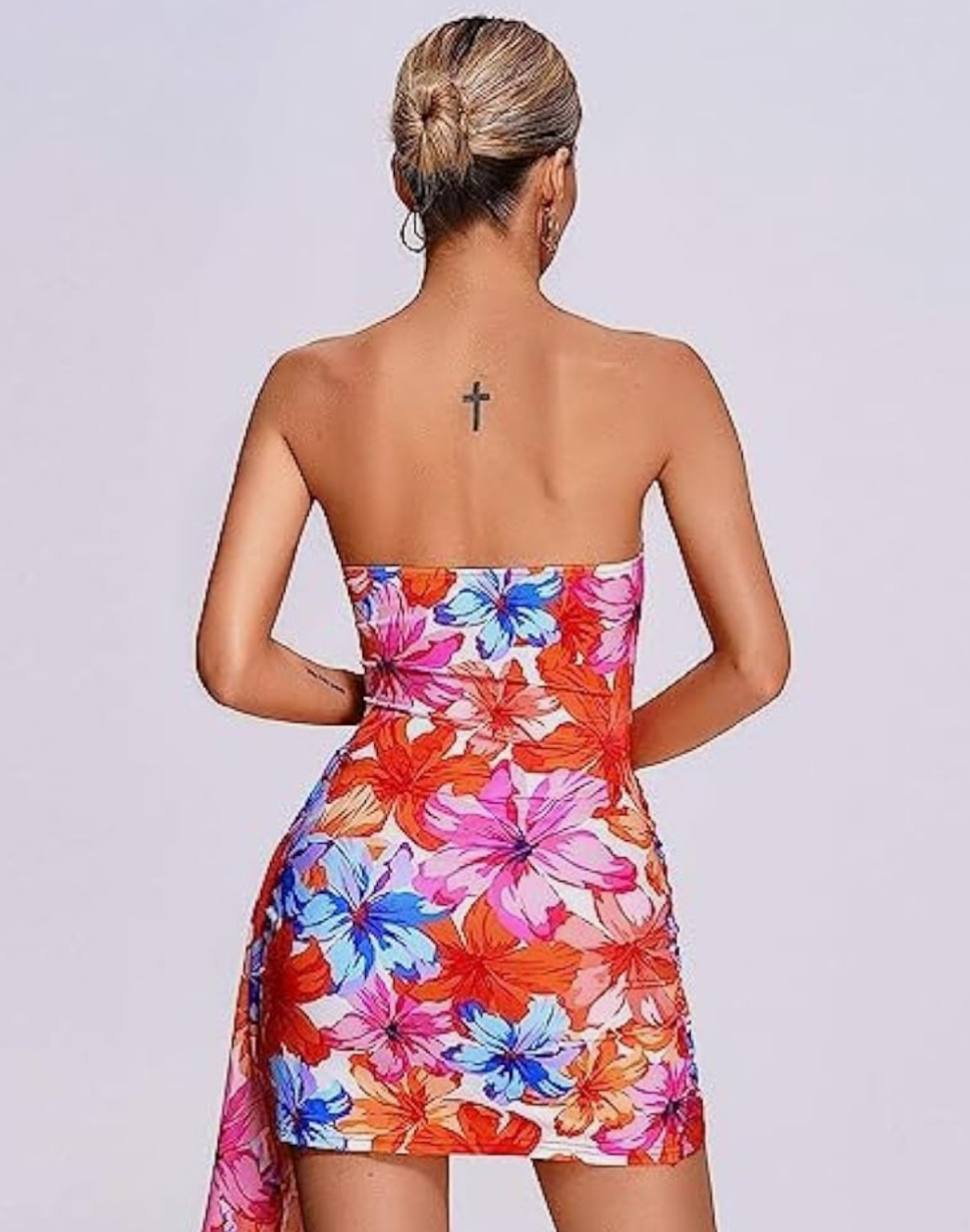 Womens strapless vibrant strapless short mini dress