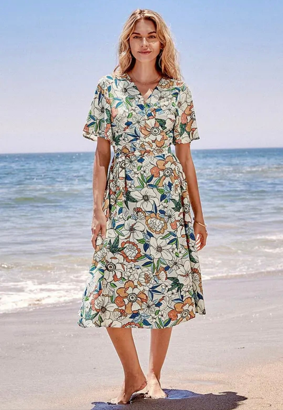 CUPSHE Scarlett v-neck floral midi summer dresd