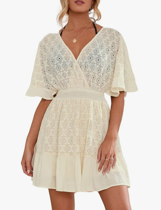 CUPSHE crochet knit short summer dress