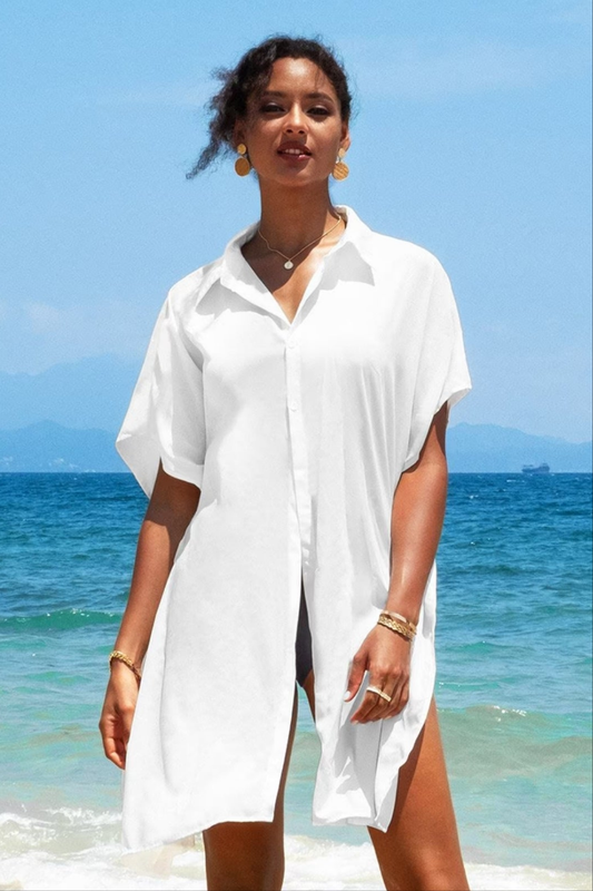 Cupshe Nala White Button Front Shirt Kimono