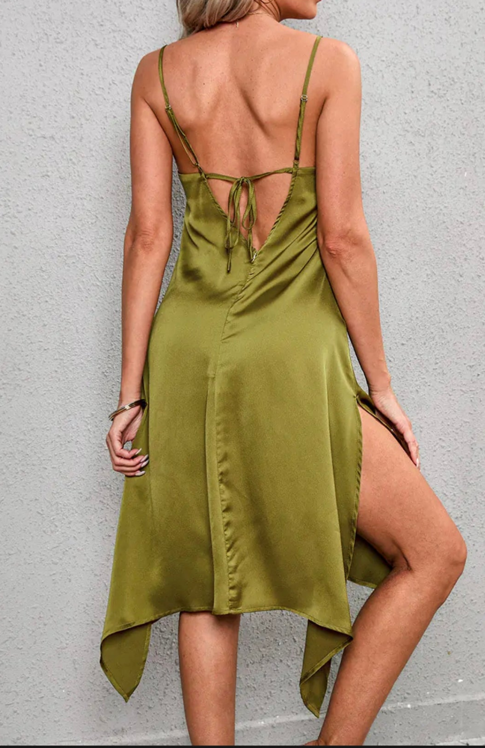 Cupshe amelie tie back green slip dress