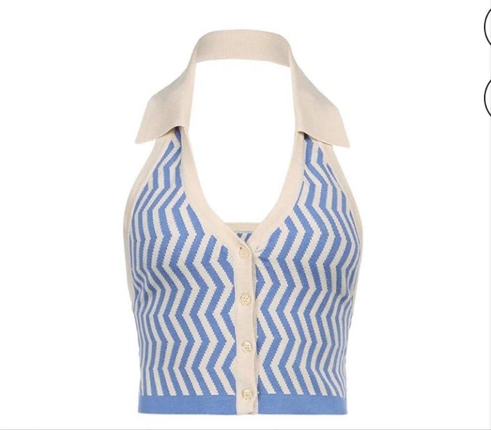 Womens cider knit button up halter top