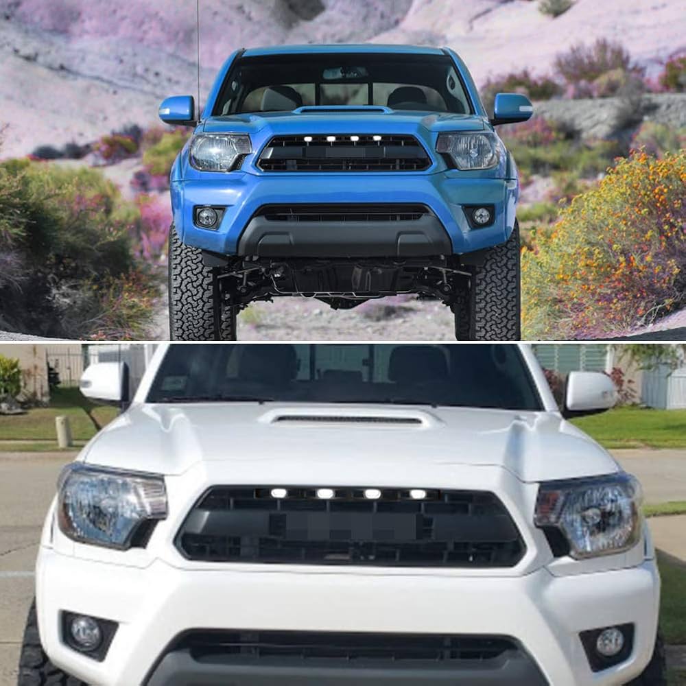 4PCS/Set Smoked Lens White LED Front Grille Lights Lamps Assembly Compatible With 2012 2013 2014 2015 Toyota Tacoma