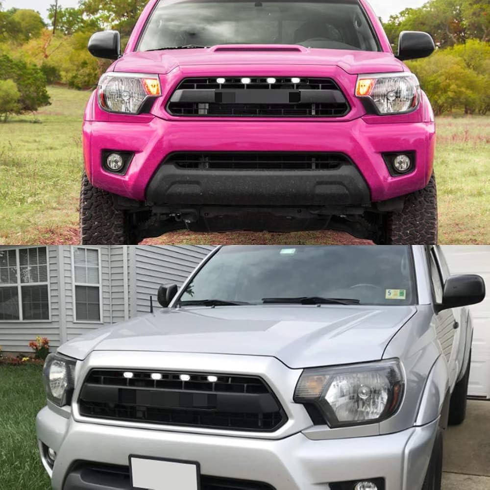 4PCS/Set Smoked Lens White LED Front Grille Lights Lamps Assembly Compatible With 2012 2013 2014 2015 Toyota Tacoma